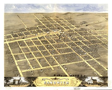 Bird's eye view of the city of Sandwich, De Kalb County, Illinois 1869. LOC 73693372