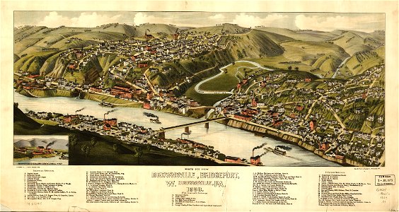 Bird's-eye-view Brownsville, Bridgeport, W. Brownsville, Pa. 1883. LOC 74693155