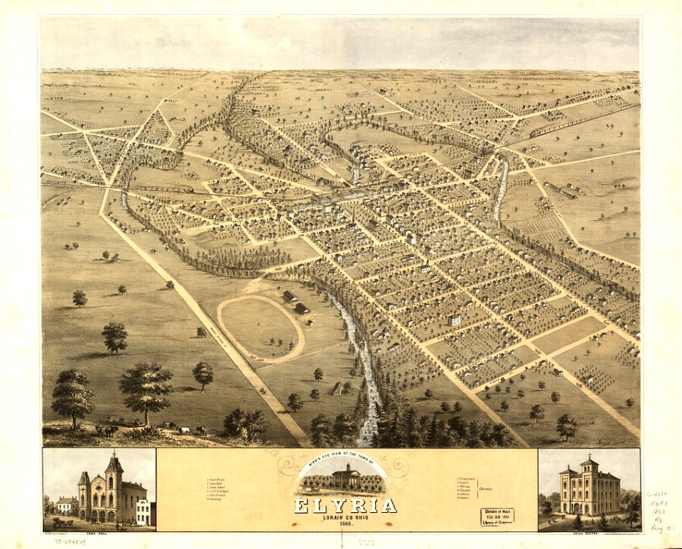 Bird's eye view of the town of Elyria, Lorain Co., Ohio 1868. LOC 73694509