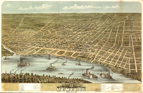 Bird's eye view of the city of Memphis, Tennessee 1870. LOC 73694530