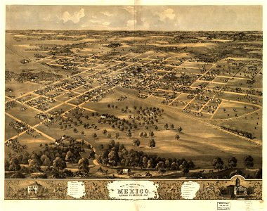 Bird's eye view of the city of Mexico, Audrian Co., Missouri 1869. LOC 73693484