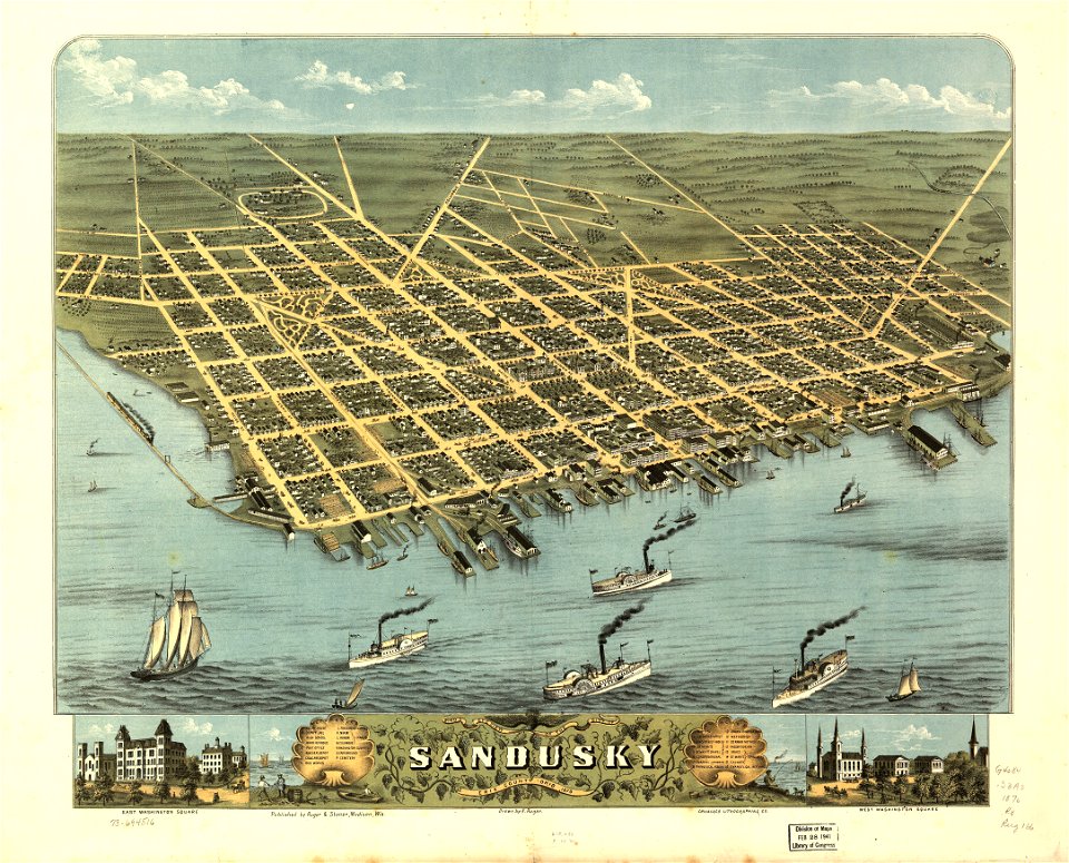 Bird's-eye-view of the city of Sandusky, Erie County, Ohio 1870. LOC 73694516