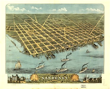 Bird's-eye-view of the city of Sandusky, Erie County, Ohio 1870. LOC 73694516