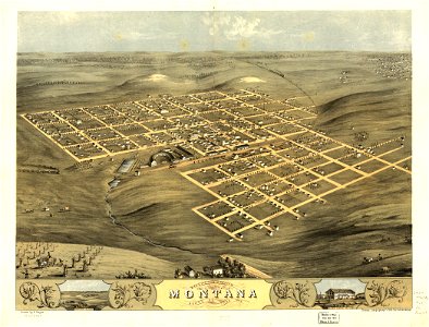 Bird's eye view of the city of Montana, Boone Co., Iowa 1868. LOC 73693404. Free illustration for personal and commercial use.