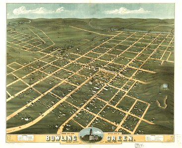 Bird's eye view of the city of Bowling Green, Warren County, Kentucky 1871. LOC 73693412