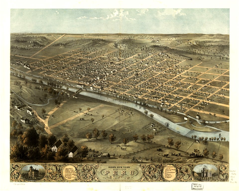Bird's eye view of the city of Peru, Miami Co., Indiana 1868. LOC 73693386