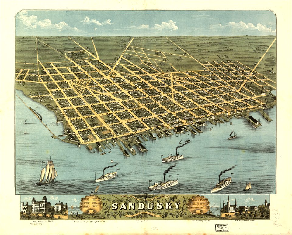 Bird's-eye-view of the city of Sandusky, Erie County, Ohio 1870. LOC 73694516