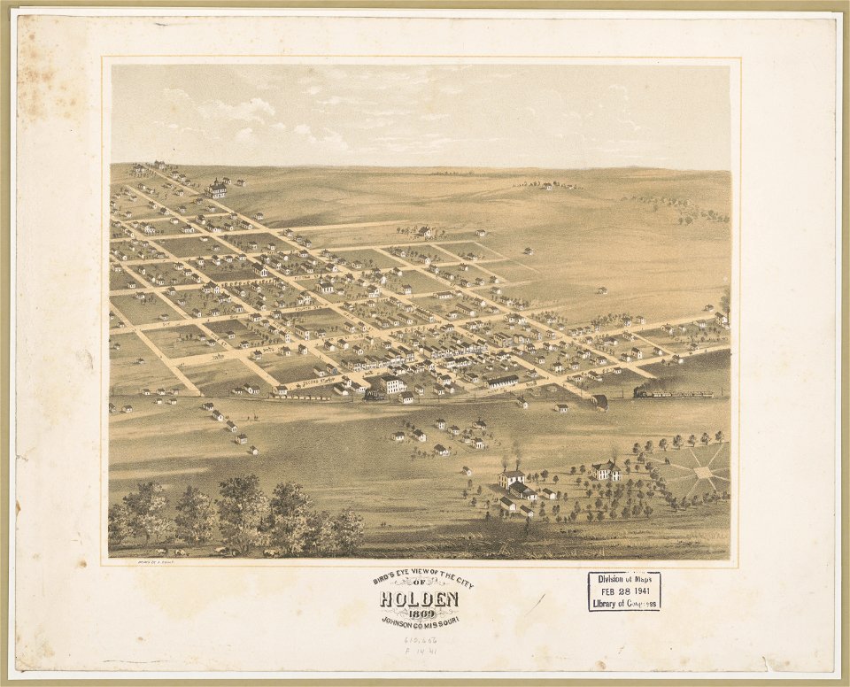 Bird's eye view of the city of Holden 1869 Johnson Co. Missouri LCCN2003680880