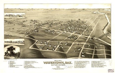 Bird's eye view of Watertown, Dak. county-seat of Codington Co. 1883. LOC 75696576
