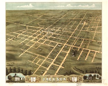 Bird's eye view of the city of Jackson, Madison County, Tennessee 1870. LOC 73694528