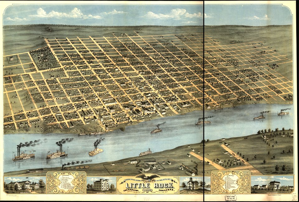 Bird's eye view of the city of Little Rock, the capitol of Arkansas 1871. LOC 73693338