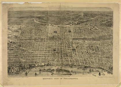 Bird's-eye view of Philadelphia - drawn and engraved expressly for Harper's Weekly from sketches by Theodore R. Davis. LCCN2012645607. Free illustration for personal and commercial use.