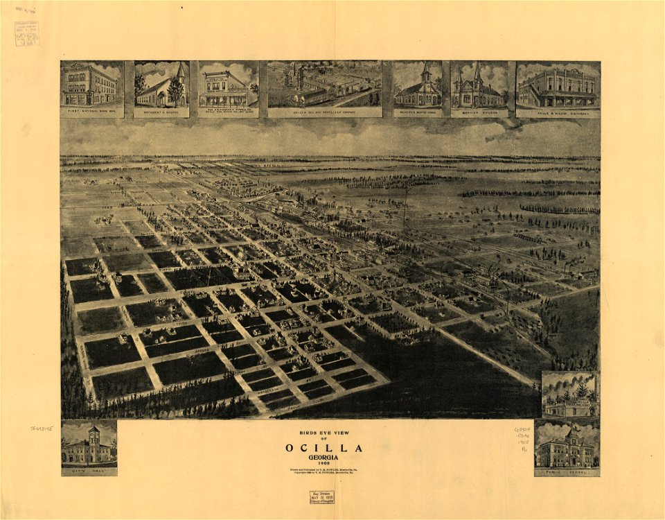 Birds eye view of Ocilla, Georgia 1908. LOC 75693195
