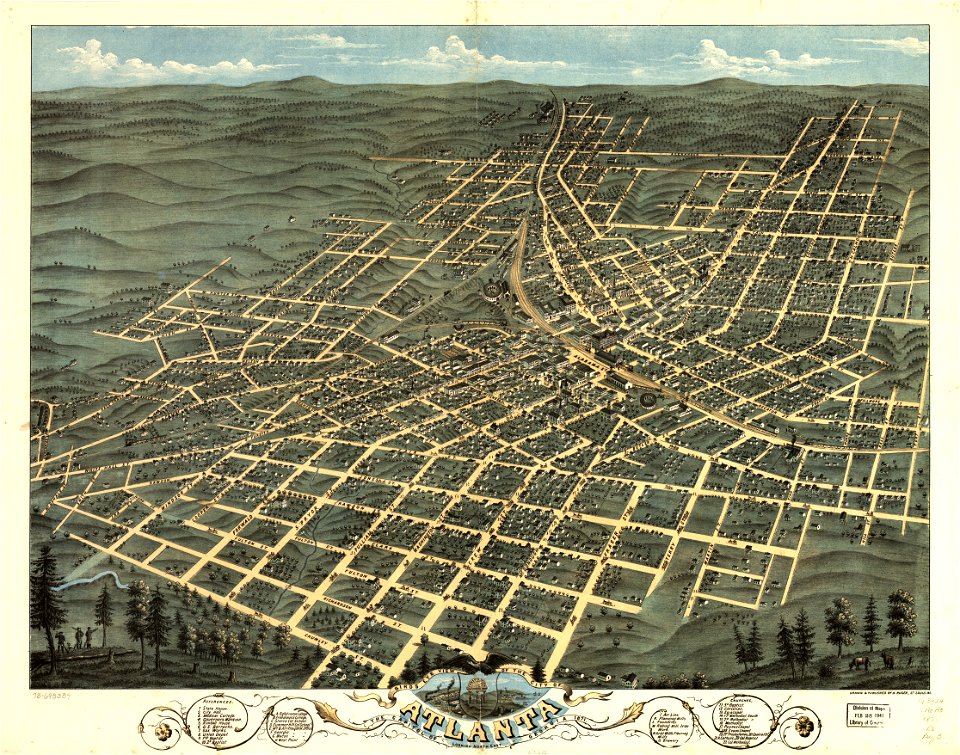 Birds eye view of the city of Atlanta, the capitol of Georgia 1871. LOC 73693339