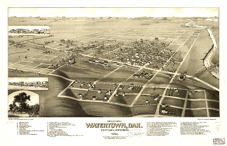 Bird's eye view of Watertown, Dak. county-seat of Codington Co. 1883. LOC 75696576