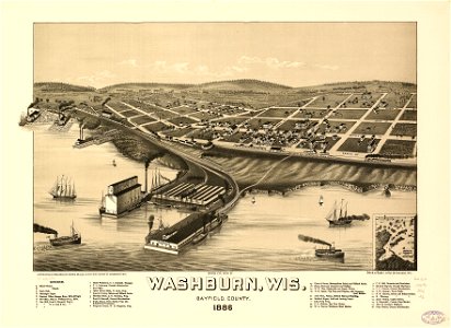 Birds eye view of Washburn, Wis. Bayfield County 1886. LOC 75696724