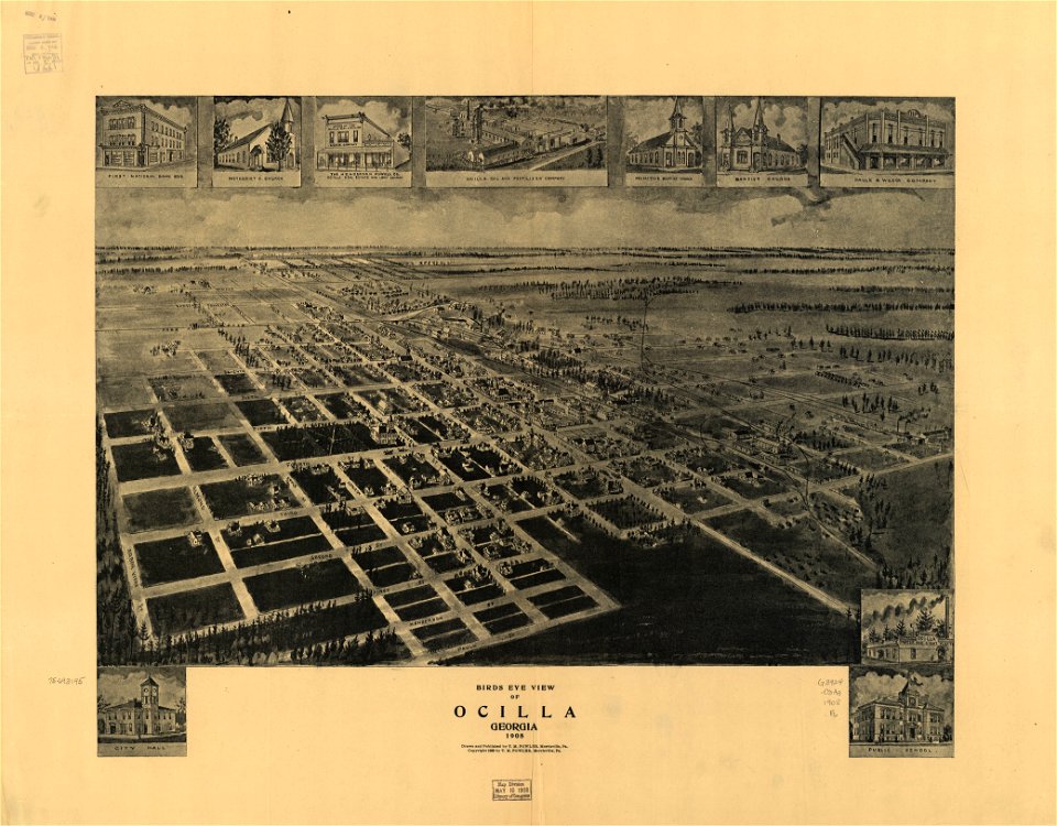 Birds eye view of Ocilla, Georgia 1908. LOC 75693195