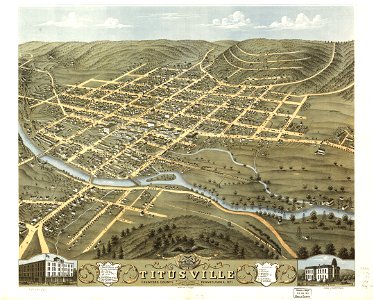 Birds eye view of the city of Titusville, Crawford County, Pennsylvania 1871. LOC 73694524