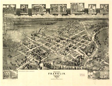 Birds eye view of Franklin, Southampton Co., Virginia 1907. LOC 75696641