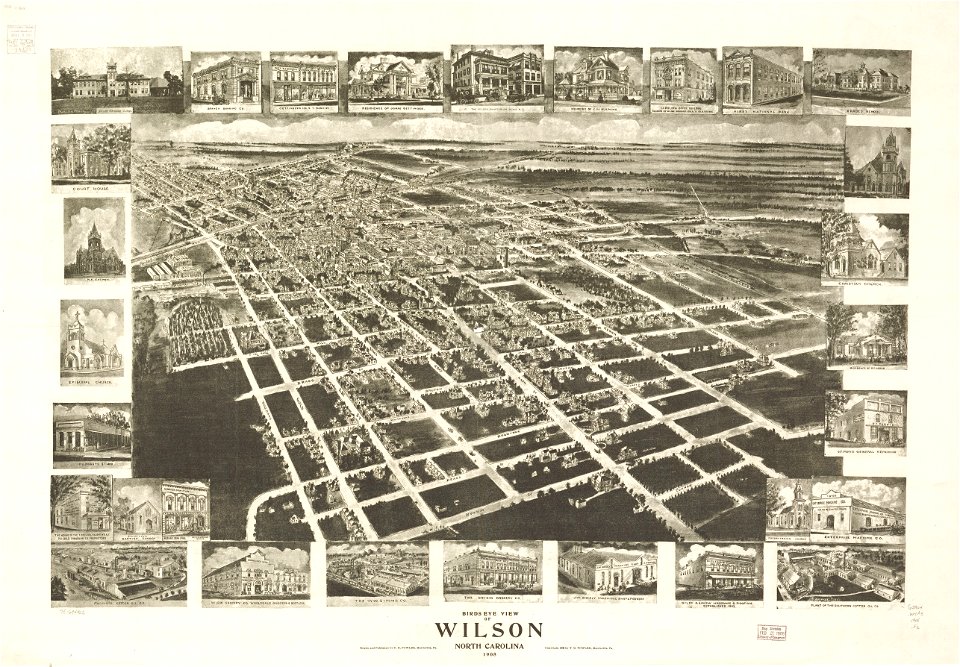 Birds eye view of Wilson, North Carolina 1908. LOC 75694902