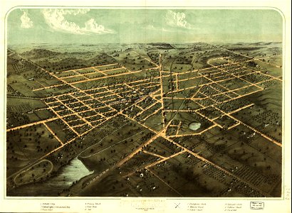 Birds eye view of the city of Hillsdale, Hillsdale Co., Mich. 1866. LOC 73693429