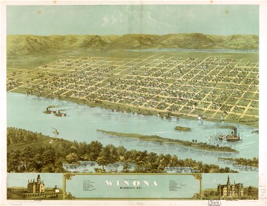 Birds eye view of the city of Winona, Minnesota 1867. LOC 73693469
