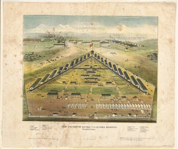 Birds eye view of Lincoln U.S. General Hospital, Washington, D.C. - lith. by G. Sanders & Co., Balto. LCCN94505087
