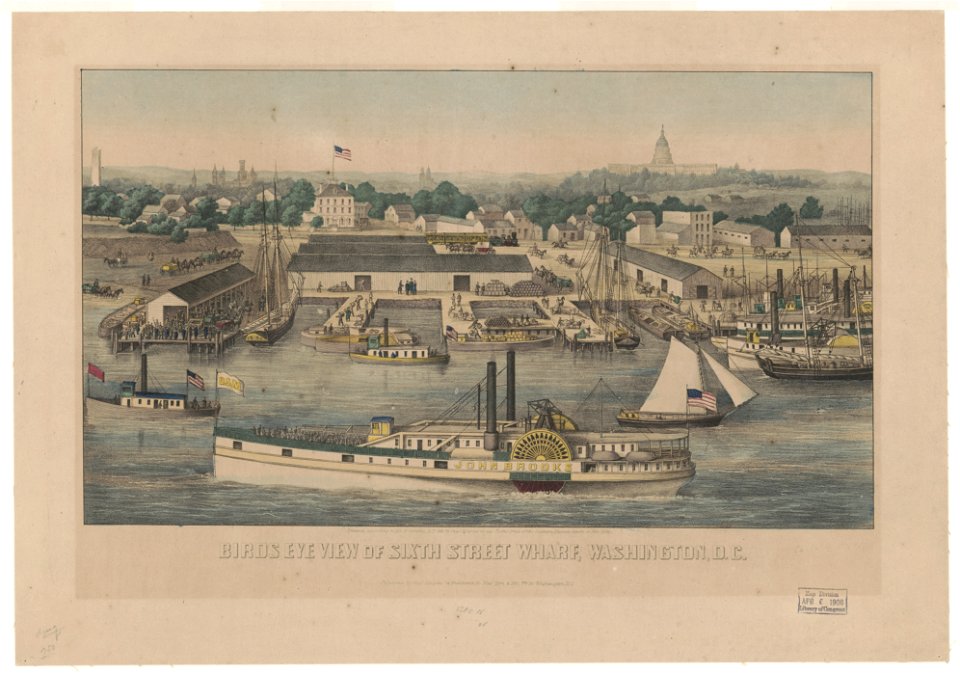 Birds eye view of Sixth Street wharf, Washington, D.C. LCCN2003671596