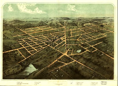 Birds eye view of the city of Hillsdale, Hillsdale Co., Mich. 1866. LOC 73693429