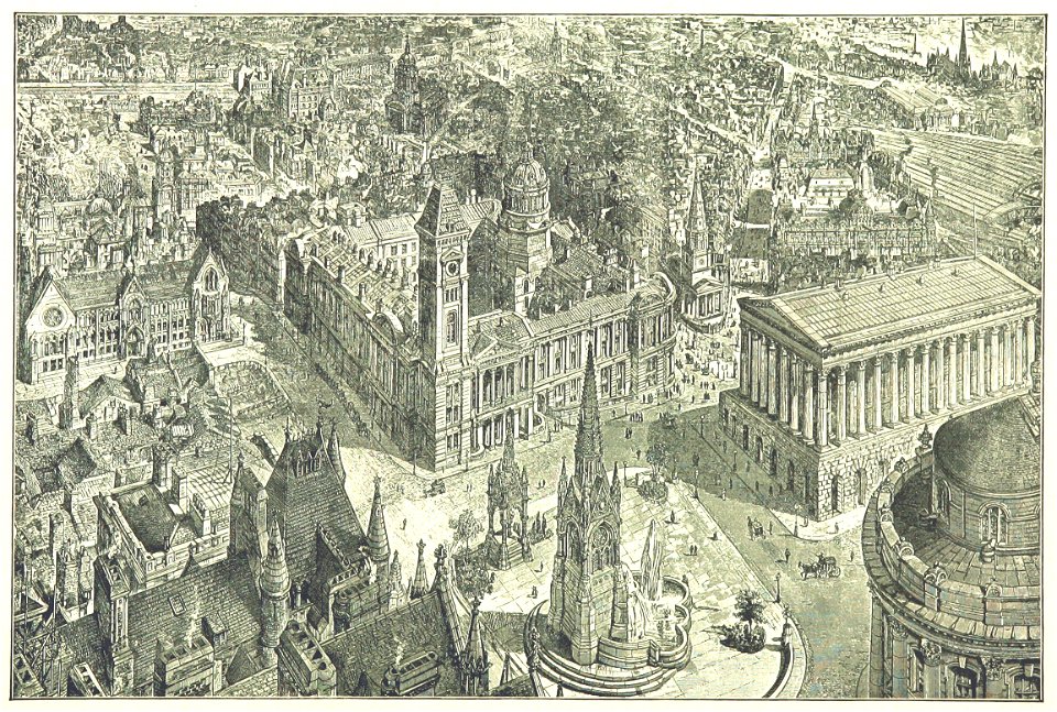 Birmingham centre from Mason College roof 1886 contrast