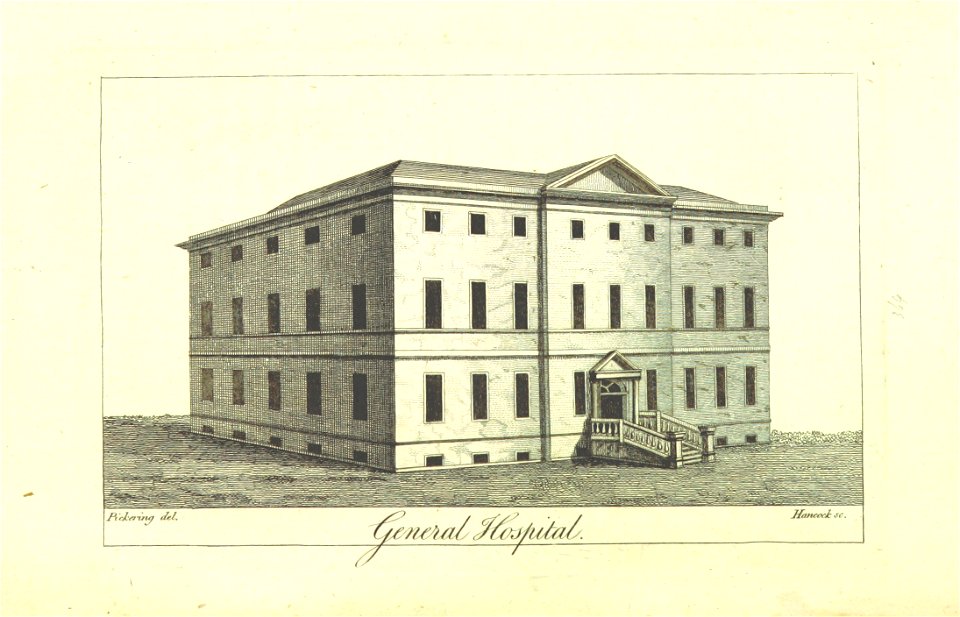 Birmingham General Hospital, original, circa 1809. Free illustration for personal and commercial use.