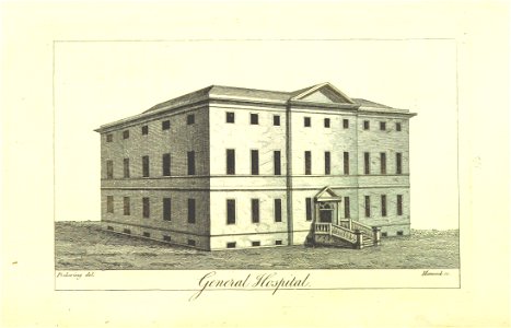 Birmingham General Hospital, original, circa 1809. Free illustration for personal and commercial use.