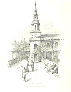 St Paul, Birmingham, circa 1894, with railings. Free illustration for personal and commercial use.