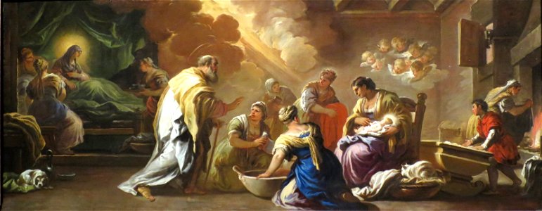 Birth of the Virgin by Luca Giordano. Free illustration for personal and commercial use.