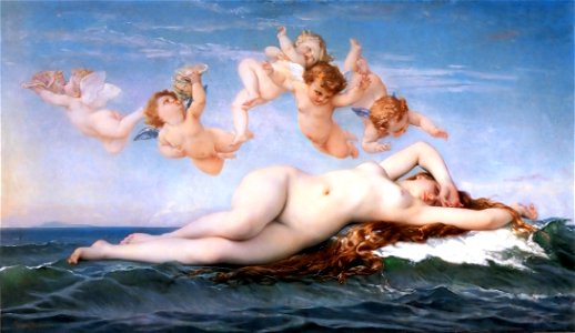 1863 Alexandre Cabanel - The Birth of Venus. Free illustration for personal and commercial use.