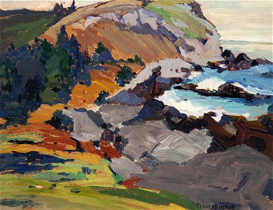 Crashing Waves in a Rocky Coastal View by Franz A. Bischoff