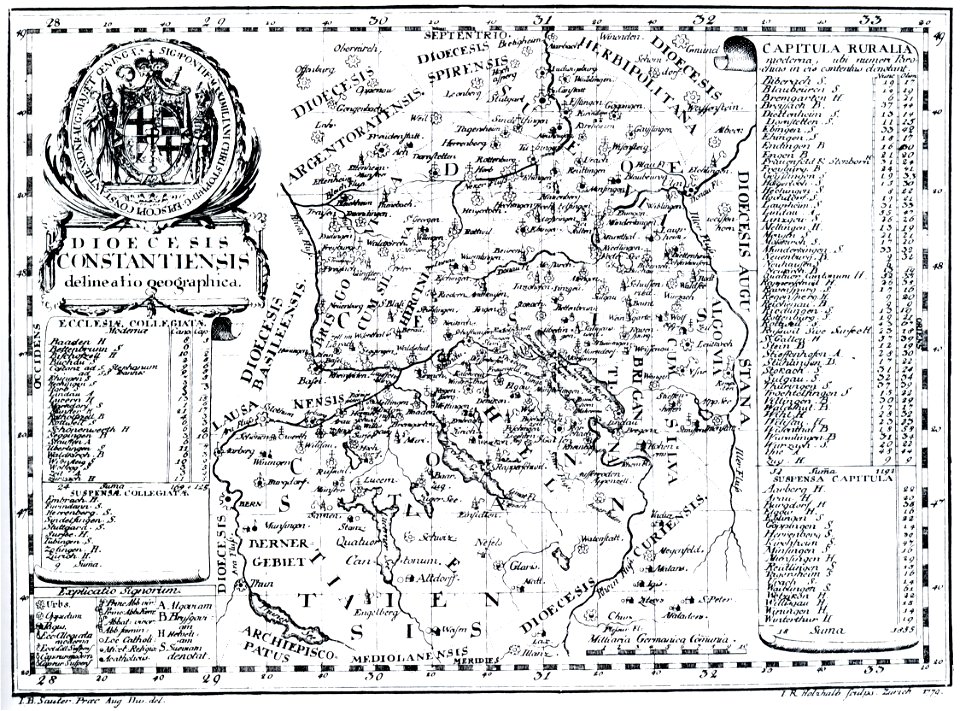 Bistum Konstanz Karte mit Dekanaten 1779