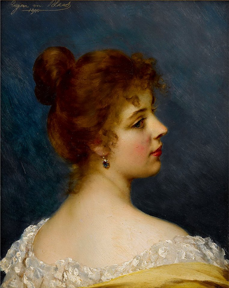 An Italian Beauty by Eugen von Blaas, 1900