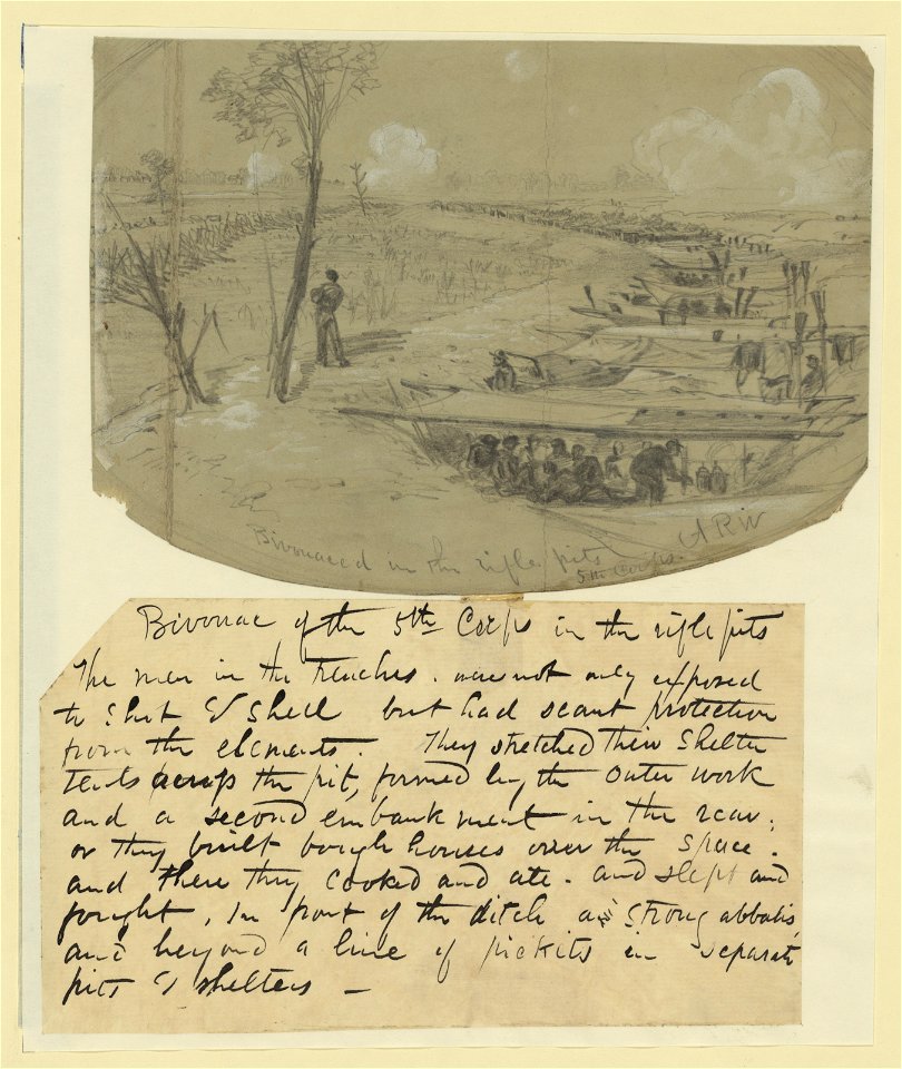 Bivouaced in the rifle pits 5th Corps LCCN2004660819