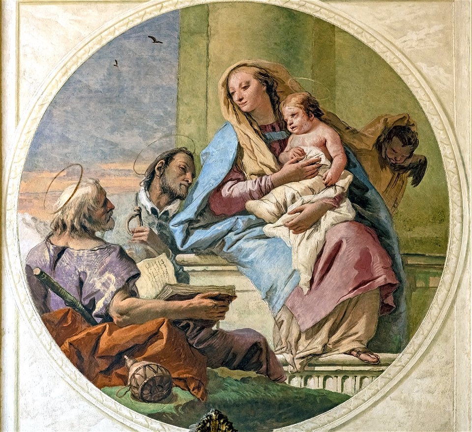 Ca'Rezzonico - Cappella di Zianigo - Madonna col Bambino adorata da San Girolamo Miani e da San Giacomo apostolo - Giandomenico Tiepolo
