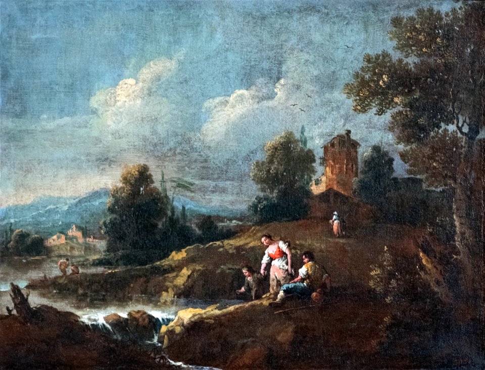Ca' Rezzonico - Paesaggio con riposo al torrente - Giuseppe Zais