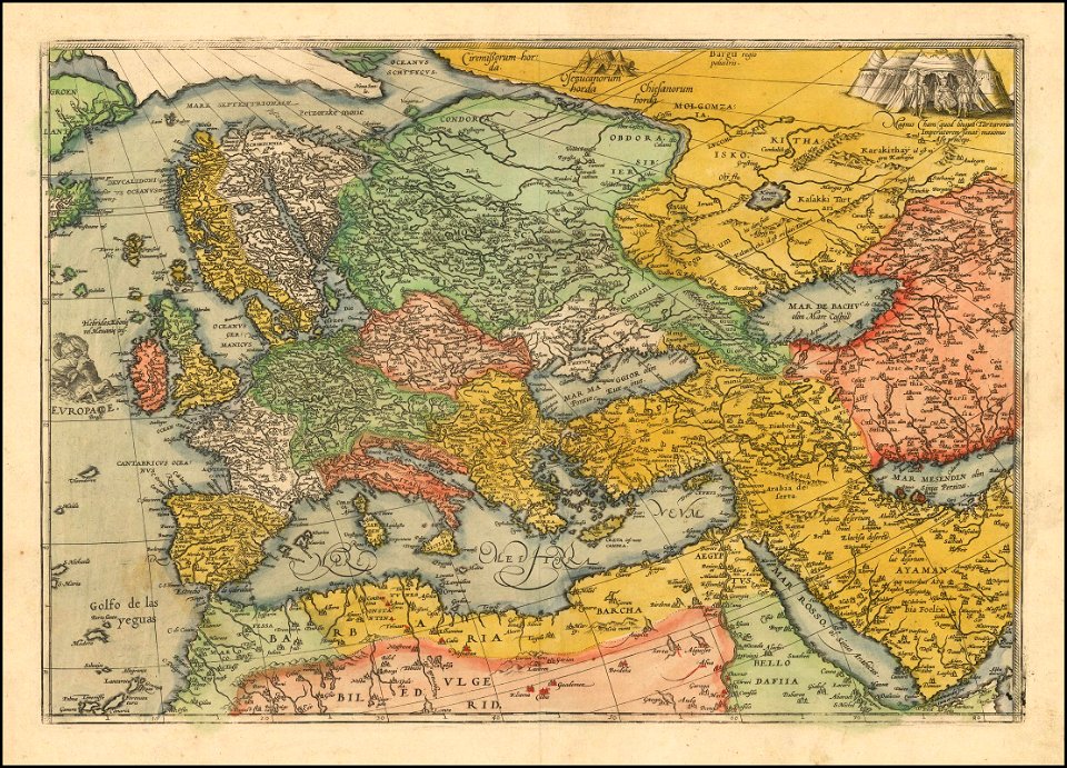 Ca. 1576 map - Europe, the Ottoman Empire and Persia