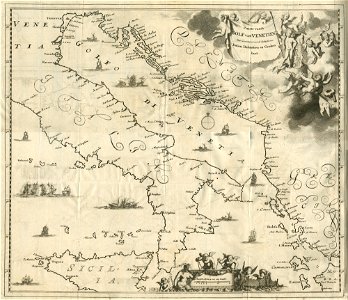 Caarte vande Golf van Venetien waar in vertoont wert de Zeekuften van Italien, Dalmatien en Griekenlant - Dapper Olfert - 1688