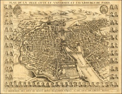 Ca. 1670 map of Paris by Gerard Jollain
