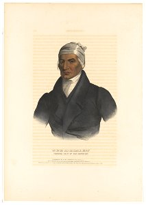 Ca-Ta-He-Cas-Sa-Black Hoof, principal chief of the Shawanoes - drawn, printed & coloured at I.T. Bowen's Lithographic Establishment. LCCN95502230