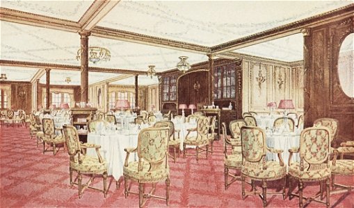 Ca. 1911 Period Illustration of Titanic 1st Class Restaurant
