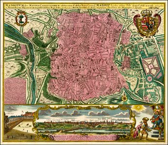 Ca. 1730 map of Madrid by Matthaus Seutter