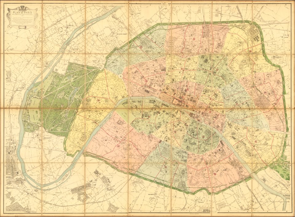 Ca. 1870 map of Paris by Eugene Deschamps - Traditional visual art ...