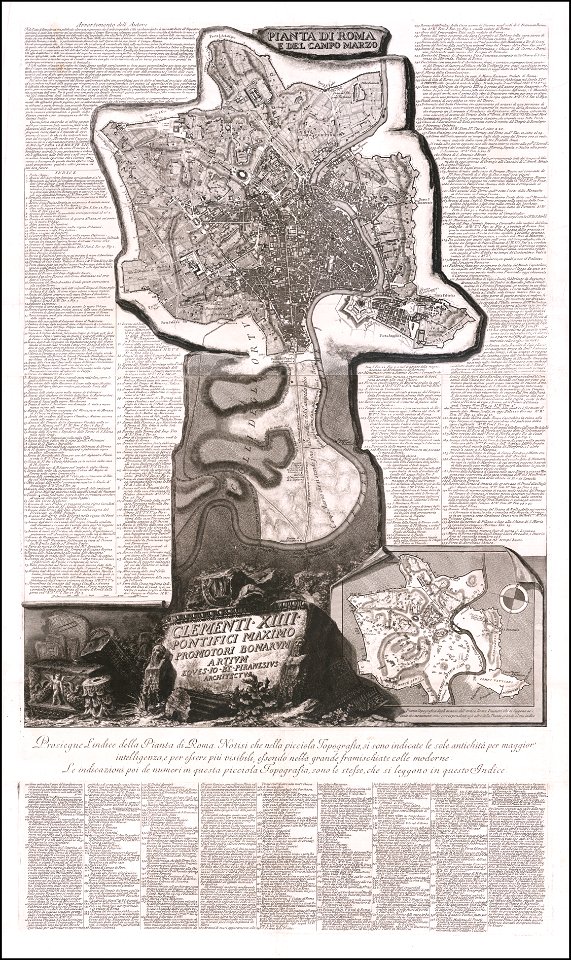 Ca. 1774 map of Rome by Giovanni Battista Piranesi