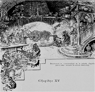 Cabale monastique en matière de boeuf salé - - Tiers Livre de Rabelais illustré par Albert Robida, chap. XV